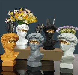 Modern Nordic Style Creative Portrait Vase David Head Flower Vases Decorative Ornaments Ceramics Hand Home Flowers Art Decor 220212183561