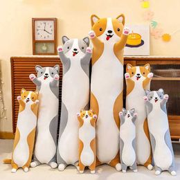 Stuffed Plush Animals Cartoon Corgi Plush Long Pillow Giant Stuffed Animal Super Soft Shiba inu Plushies Doll Baby Appease Toy Pillow Girls Gifts Deco