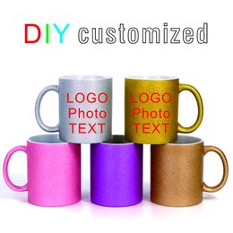 Mugs 350ML Mug LOGO DIY Customize Color Inside Ceramic Golden Cup Print Po Image Text Pattern Gift Personalized Coffee Milk Tea
