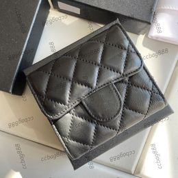 Classic Mini Flap Lambskin Trifold Square Wallet Bags Card Holder Insert Change Gold Metal Hardware Multi Pochette Outdoor Designer Clu 3196