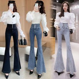 Women's Jeans Spring And Summer High Waist Micro Flared Women's Pants Elastic Slim Fit Black Loose