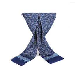 Scarves Men Silk Scarf Pure Mulberry Satin Long Wrap 26X160cm Blue Colour Pattern High Quality Manufacturer Wholesale