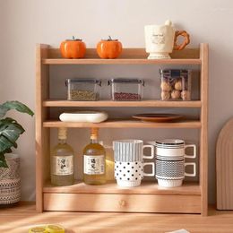 Kitchen Storage Cherry Wood Coffee Cup Holder Exquisite And Practical Rack Desktop Wooden Display Stand Partition Depository Grid Shelf