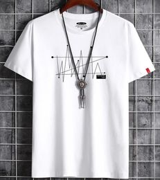 Mens Designer t shirts Clothes Summer Simple Street Wear Fashion Men Cotton Tshirt Line Casual mens Tee Tshirt White Black Plus S3594846