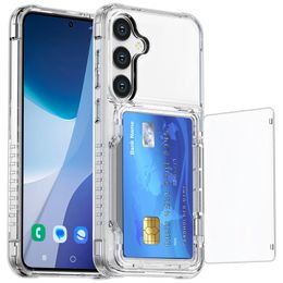 Shockproof Hybrid Heavy Duty Clear Hidden Card Holder Wallet Case For Samsung Galaxy S24 Plus S23 Ultra,Transparent Kickstand Phone Cover