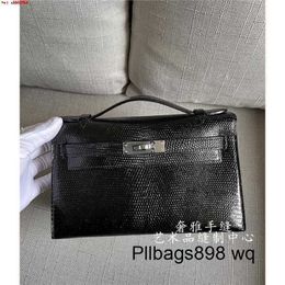 Platinum Lizard Leather Handbag 7A Kliys Selected Mini Generation Lizard Skin Black Handheld Dinner Bag