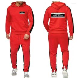 Men's Tracksuits Men Spring Autumn Stylish Moto Guzzi Logo Solid Colour Sweatshirt Set Casual Long-sleeved Hoodies Pants Polar Two Piece Suit