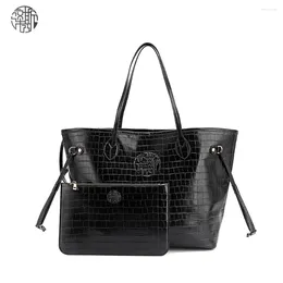 Bag Zenos Crocodile Skin Embossed Pu Minimalist Clean Cut Tote Womens Shoulder Handbag With Detatch Pouch Bags