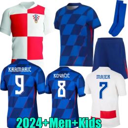 Home White Away Blue Men Uniform MODRIC KOVACIC PASALIC PERISIC2024 Euro Croatia Soccer Jersey Cup New 2024 Croatie National Team 24 25 Football Shirt Men