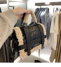 Bag Fashion Fur Women Jumbo Capacity Totes Handbag Black Pu Leather Shoulder Messenger Sheep 2024 Winter Deisgner