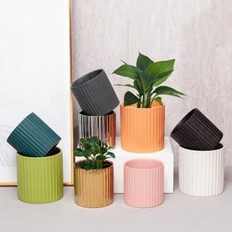 Planters Pots Colorful Striped Flower Succulent Ceramic Planter Home Decor Desktop Ornaments Garden Supplies Bonsai Plant Pot J240515