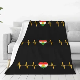 Blankets Kurdish Heartbeat Flag I Love Kurdistan Velvet Throw Blanket For Home Office Warm Bedspread