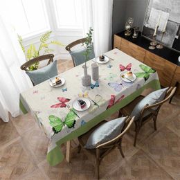 Table Cloth Butterfly Watercolour Animal Gradient Anti-scalding Waterproof Tablecloth Rectangular Round Cover Kitchen Furnishings