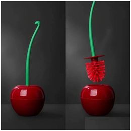 Toilet Brushes Holders Red Brush Holder Set Bathroom Accessories Creative Lovely Cherry Shape Lavatory Drop Delivery Home Garden Bat Dh6Ek