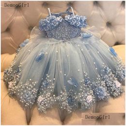 Girl'S Dresses Girls Light Sky Blue Baby Girl For Birthday Party Ball Gowns Infant Toddler First Dress Poshoot Ankle Length Drop Del Dhhsv