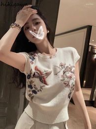 Women's T Shirts Vintage Woman Tshirts 2024 For Women O-neck Short Sleeve Summer Tees Fashion Casual Embroidery Korean Crop Tops
