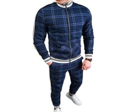 men039s Tracksuits Men039s Tracksuit Fashion Plaid Man Sets Trendy Brand Casual Sportswear Spring Autumn Jacket Pants 2 Piec6088081049530