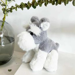 Stuffed Plush Animals 27/35cm Simulation RealLife Pets Schnauzer Plush Toys Stuffed Fluffy Animal Cute Puppy Baby Appsease Dog Doll for Kids Xmas Gift