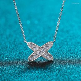 Chains Girl Moissanite Necklace S925 Sterling Silver Plated White Gold X Exquisite Luxury Jewelry Accessories