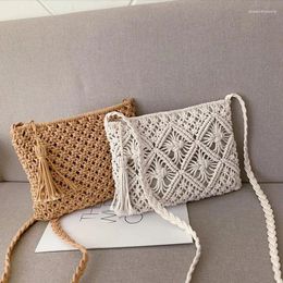 Evening Bags Women's Bohemian Style Straw Woven Day Clutches Fashionable Simple Tassel Causal Handbag Vintage Beach Bag For Women Girl