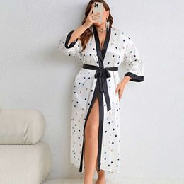 Danilin's new oversized sexy cartoon printed pajamas with spring and autumn lace up fashion pajamas for women's casual home wear