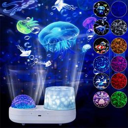 Lamps Shades Galaxy Starry Projector Night Light With USB Rechargeable Colorful Ocean Rotate Night Lamp For Kids Baby Christmas Gift Y2405209N2I