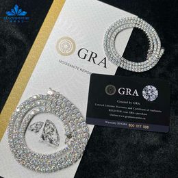 Gra Bling Vvs Wholesale Round Cut 5Mm 4Mm Bracelet 3Mm Sterling Sier Necklace Moissanite Tennis Chain Sparkle