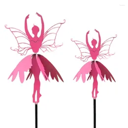 Garden Decorations Spinners Flower Fairy Dancing Wind Amidst Yard Stake Ballerinas Metal Ornament For Outdoor Supplies