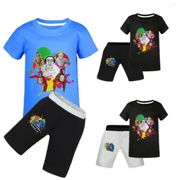 Clothing Sets Cartoon Gorilla Tag Monke Clothes Kids 2024 Summer Pajama Junior Boys Short Sleeve T Shirt Shorts 2pcs Suit Girls Nightwear