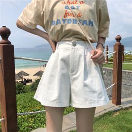 2024年夏、新しい韓国スタイルの女性ショーツルーズハイウエストワイドレッグソリッドカラーパンツ薄い学生