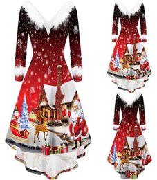 Casual Dresses Christmas Swing Dress Adult Costume Fancy Xmas Red Clothing Women Evening Party Clothes Winter DressesD36847686