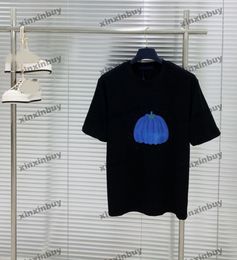 xinxinbuy Men designer Tee t shirt 2024 Italy Wave point pumpkin short sleeve cotton women black white blue M-3XL