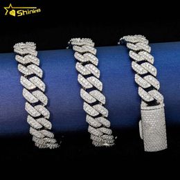 Wholesale 13mm link chains 3rows cz diamond necklace sterling sier men hip hop cuban bracelets