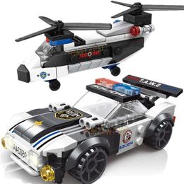 Aircraft Modle New DIY MOC City Aircraft SWAT Super Police Vehicle Double rotor Helicopter Famous Building Block Brick Kit Classic Model S24520