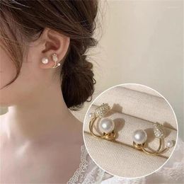 Stud Earrings Fashion Gold Colour Romantic Rose Flower Pearl For Women Exquisite Crystal Earring Party Wedding Jewellery Gifts