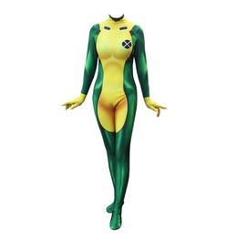 jesais Superhero Rogue Cosplay Costume Womens Full Set Bodysuit Jumpsuit Halloween