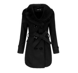Fashion women039s woolen coat 2019 winter long female windbreaker villus lapel neck collar women039s coat whole1658174