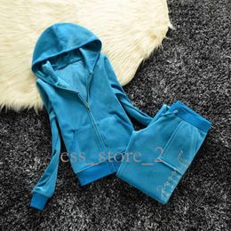 Juicy Velvet Tracksuit Juicy Tracksuit Women Velvet 2023 's Brand Velour Sewing Suit Track Hoodies And Pants Sets New high fallow top quality 24ss 402