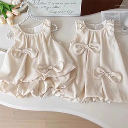 Clothing Sets 2024 Baby Girls Summer Cute Bow Tops Shirts Shorts Dresses Fashion Kids Children Birthday Clothes Vestidios Outfits 2-8