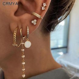Stud Earrings CRMYA Copper Gold Plated For Women Fashion CZ Zircon Threaded Needle Piercing 2024 Jewellery Wholesale