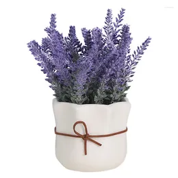 Decorative Flowers Artificial Lavender Potted Ornaments Plants Flower Pots Home Party