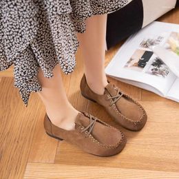 Casual Shoes Spring Autumn Designer Platform Hand-stitched Leather Women's Fashion Retro Breathable Women Loafers