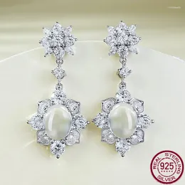 Stud Earrings S925 And Snow Beauty Glass Egg Noodle Water Foam 8 10 Plated With True Gold Wedding Jewelry