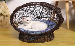 Cat Beds Furniture Cat039s Nest Dog039s Hammock Swing Hanging Cage Pet Bed Rattan Weaving House3685037