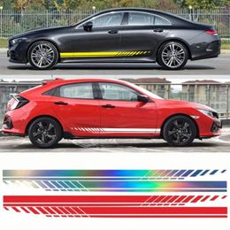 Interior Accessories 2Pcs PVC Car Body Side Decal Multi-color Cool Racing Stripe Graphic Stickers High Temperature Resistance Sport Style