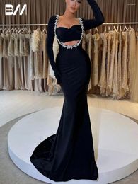 Party Dresses Black Beaded Prom Dresses(No Gloves) Modern Mermaid Velvet Evening Dress Eleagnt Formal For Women Custom Made