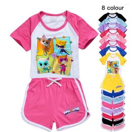 Clothing Sets Girls Boys Summer Set Super Kitties Kids Sports T-shirt Pants 2-piece Baby Comfortable Outfits Pyjamas