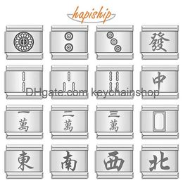 Charms Hapiship 2024 New Fashion Women Mahjong Italian Beads Links Fit 9Mm Bracelet Stainless Steel Making Diy Jewellery Dj1218 Drop Del Otlrw