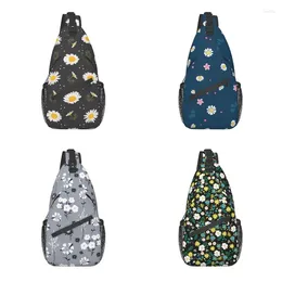 Backpack Customized Daisy Floral Pattern Sling Bags Men Fashion Flower Shoulder Crossbody Chest Traveling Daypack