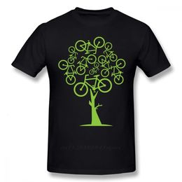 Artistic Picture Green Bicycle Tree T Shirt For Men Slim Fit Swag Plus Size Tee Camiseta Christmas Gift Tshirt Cotton Fabric 240520